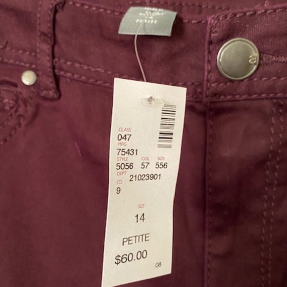 Avenue Butter Denim Straight Leg Jean, Burgundy size 14 Petite - Picture 2 of 4